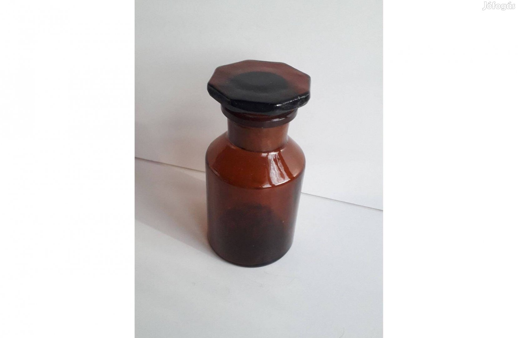 Antik barna patika üveg nyolcszögletű tetővel 13 cm hibátlan_