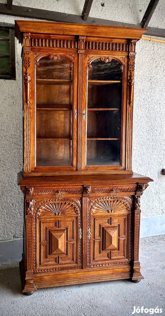 Antik bútor - Neoreneszánsz könyves szekrény