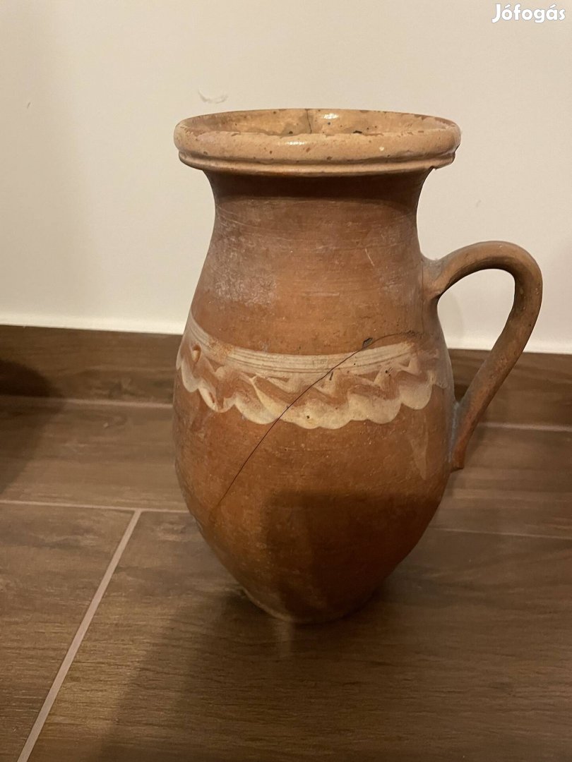 Antik cserépedény, váza, kancsó, kanna, 100 éves