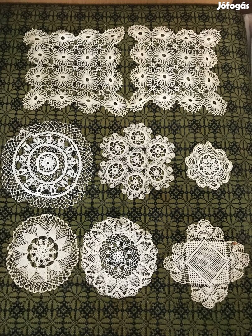Antik csipke terítők 8 db vegyesen