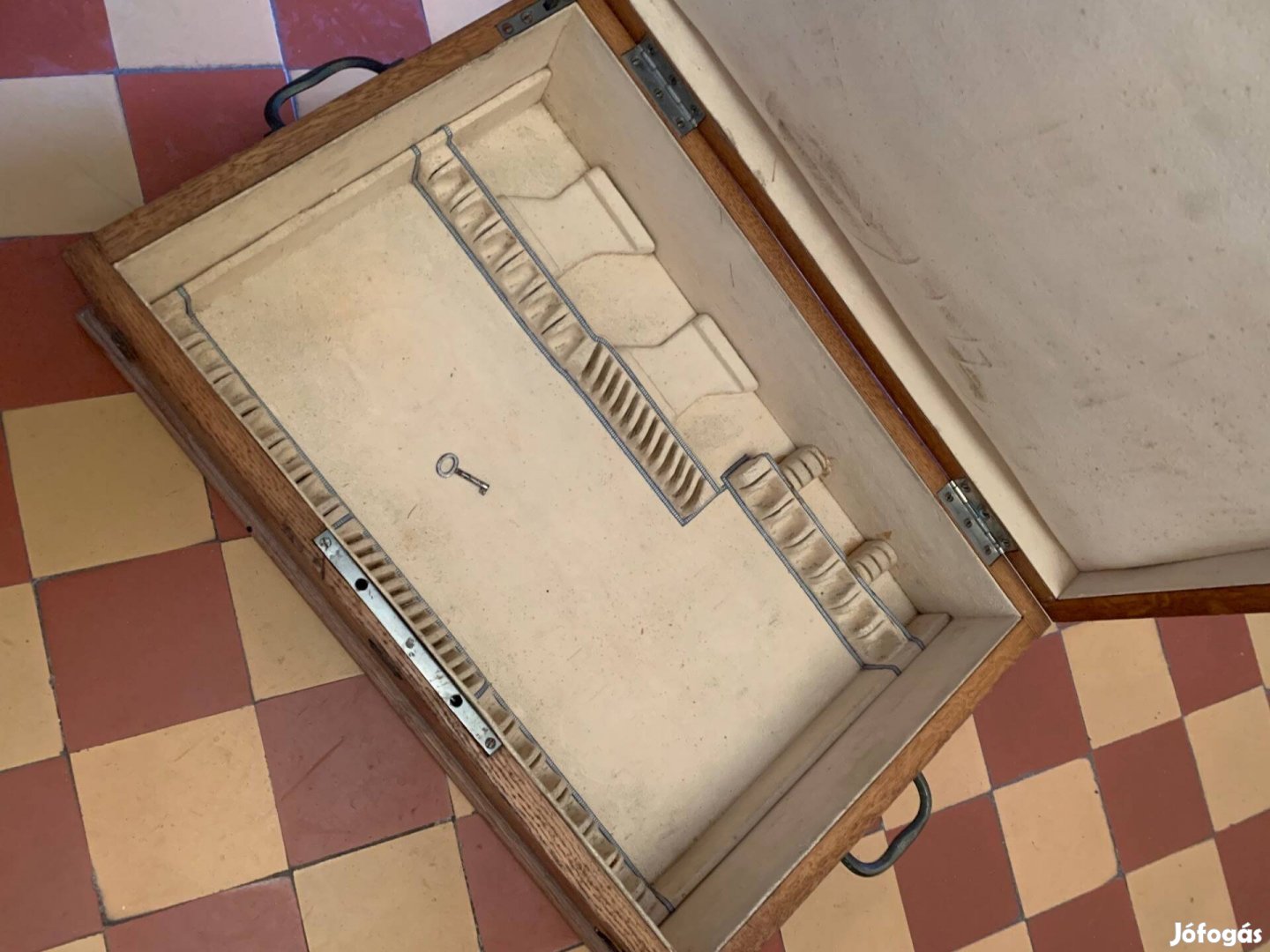 Antik ezüst evőeszközkészlet tartó Láda doboz kazetta