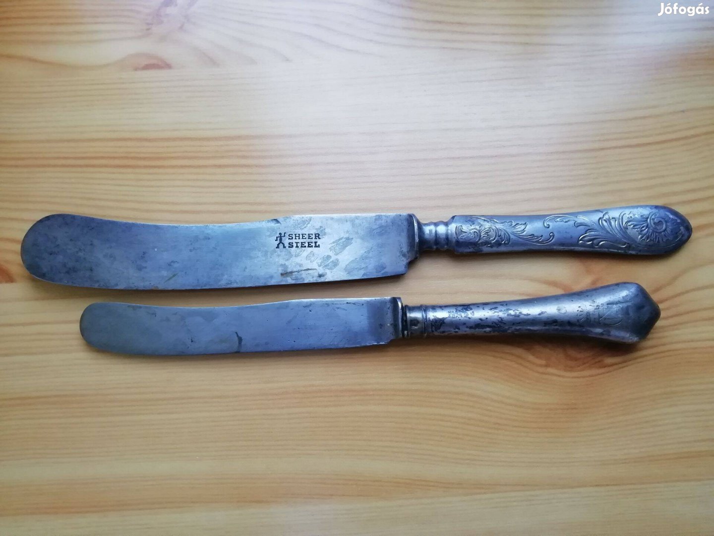 Antik ezüstözött kések az 1800-as évek végéről 2 db