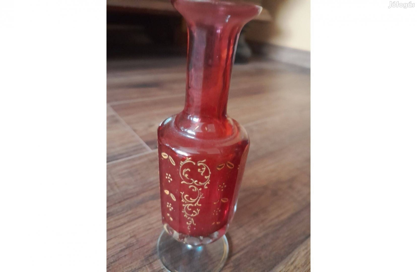 Antik festett biedermeier üveg, régiség