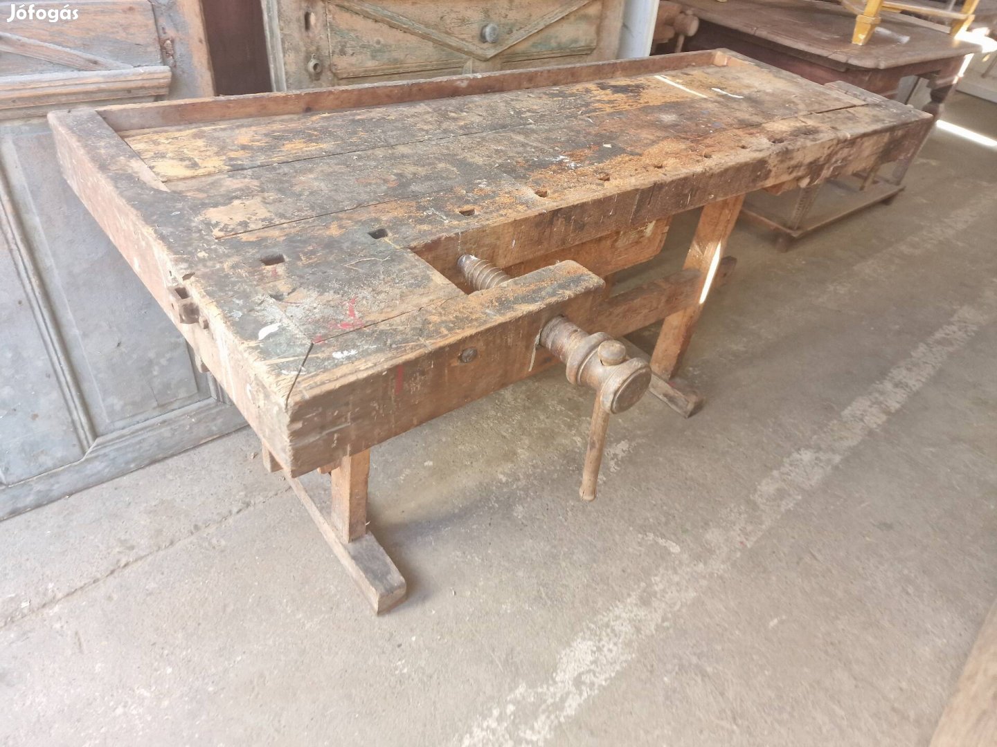 Antik gyalupad régi satupad népi munka asztal satu asztal