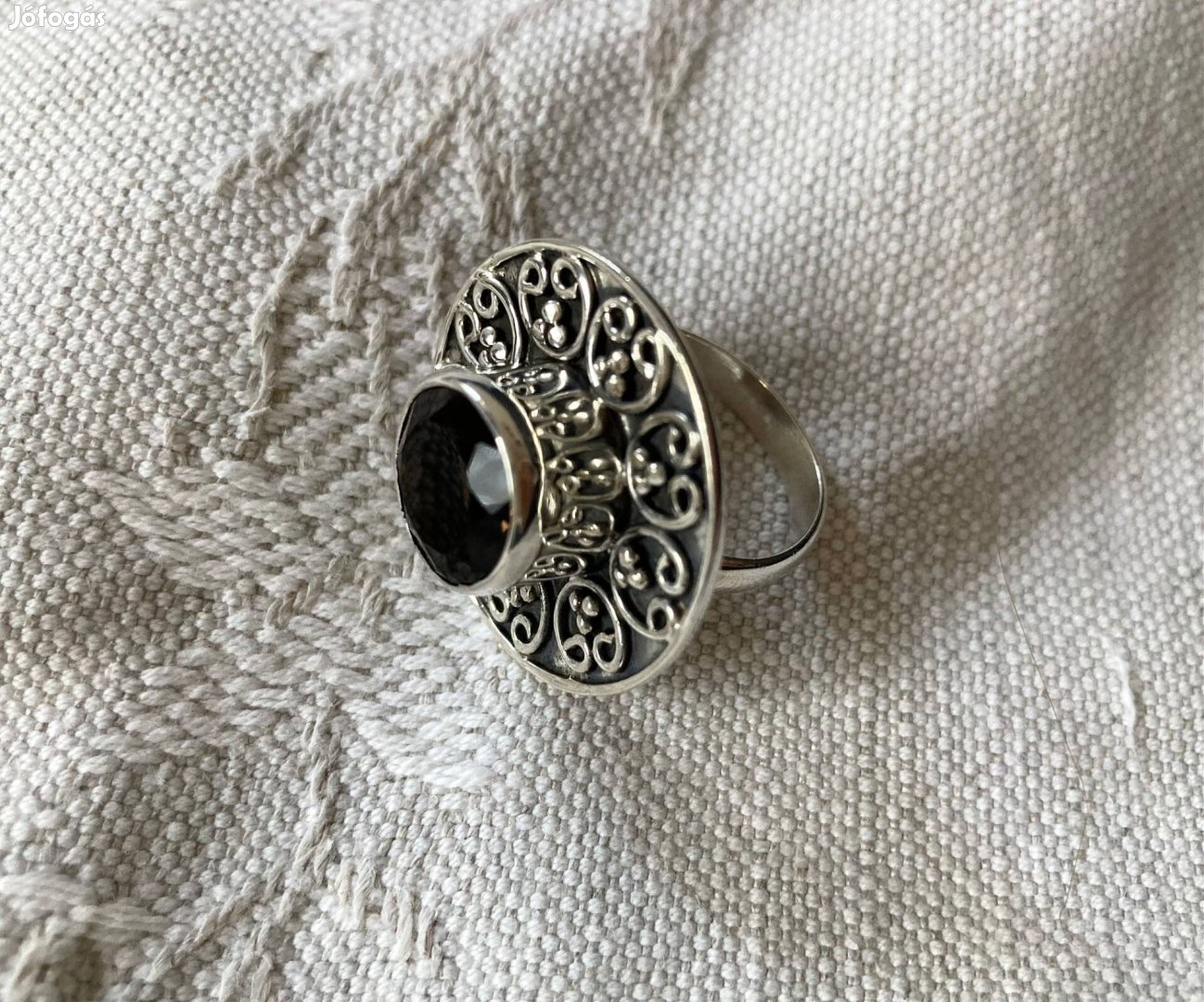 Antik gyönyörű ezüst gyűrű füstkvarccal