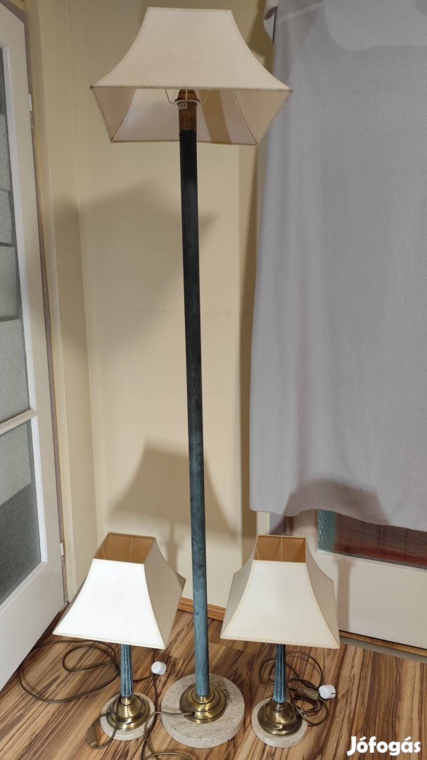 Antik hatású igényes álló lámpa és 2 db asztali lámpa