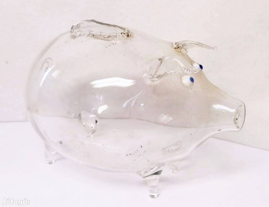 Antik huta malacka forma persely, nagyon ritka antik darab