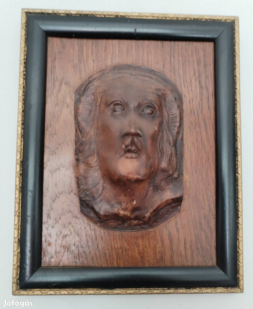 Antik ikon, Jézus arc, bőr dombornyomat