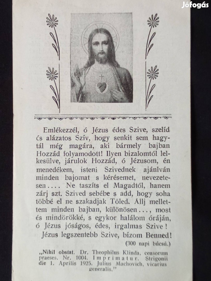 Antik imalap, imakönyvbe való lap  1919