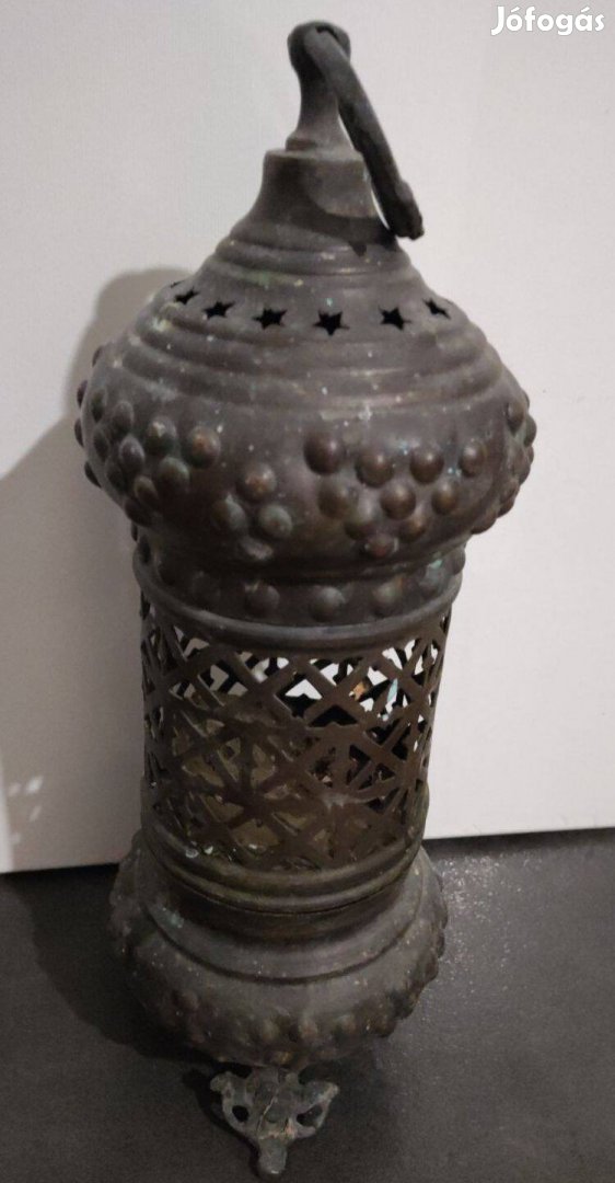 Antik iráni bronz hordozható mécses, 1800-as évek