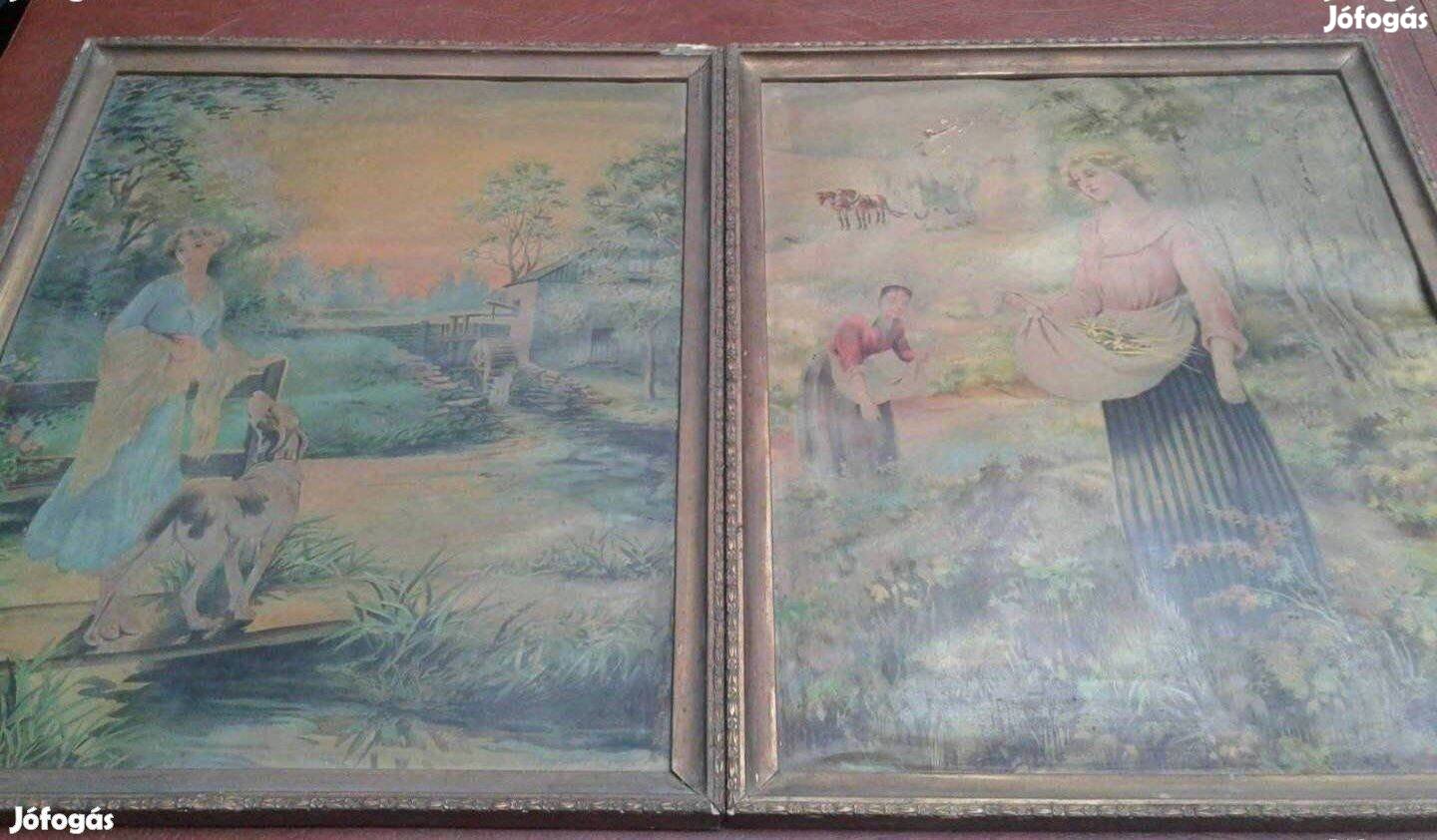 Antik kép arany képkeret 100 éves