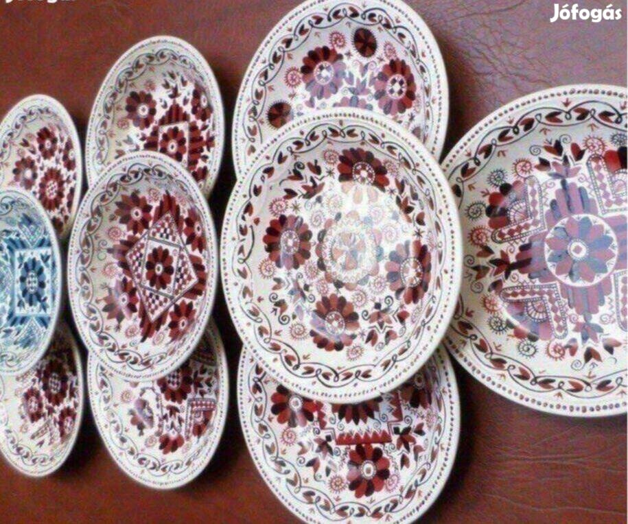 Antik kerámia tányér gyűjtemény Buzsáki kézi festés