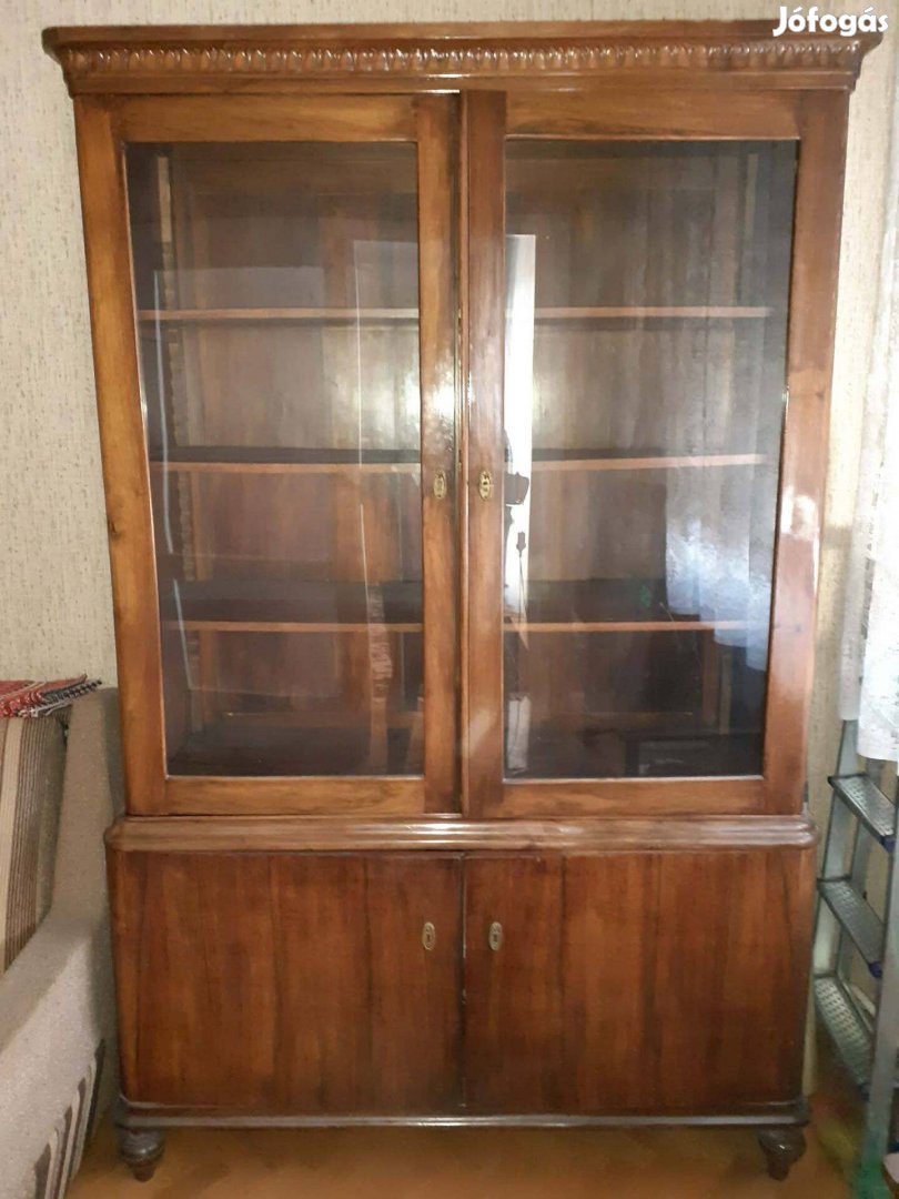 Antik könyvszekrény régi vitrines szekrény könyv vitrin