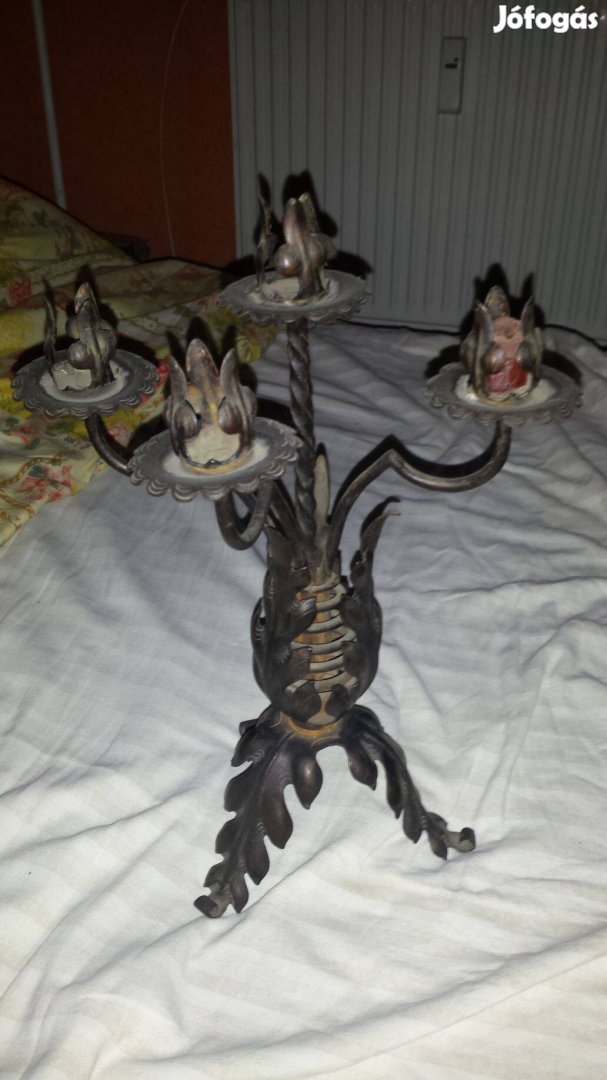 Antik kovácsoltvas candelabra Victorian Ornate gyertyatartó