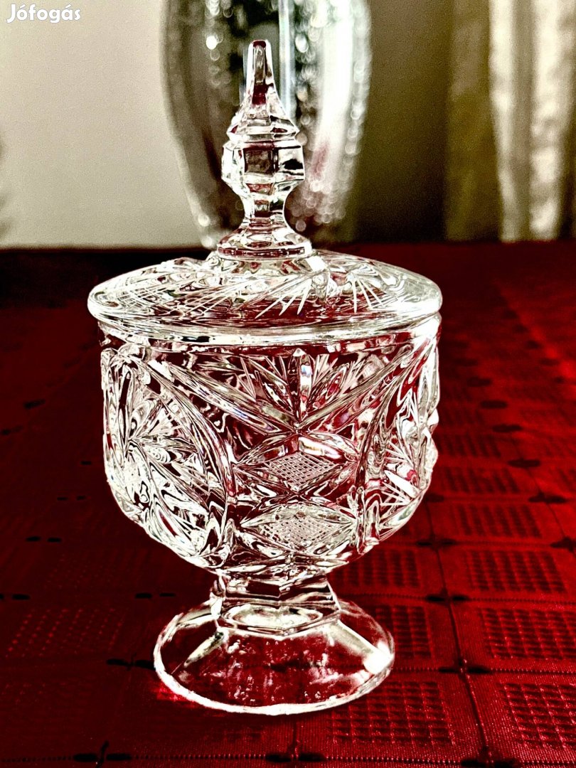Antik kristály bonbonier, cukortartó