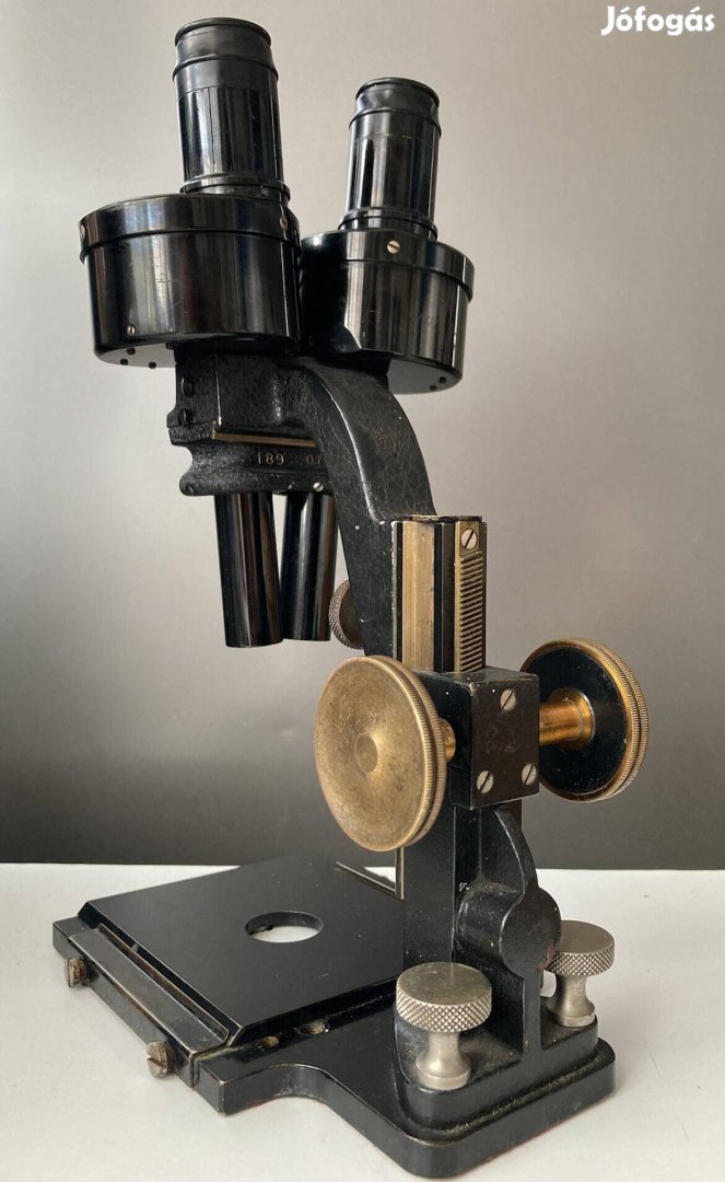 Antik labor binokuláris mikroszkóp Bausch Lomb NY USA réz 1920s zeiss