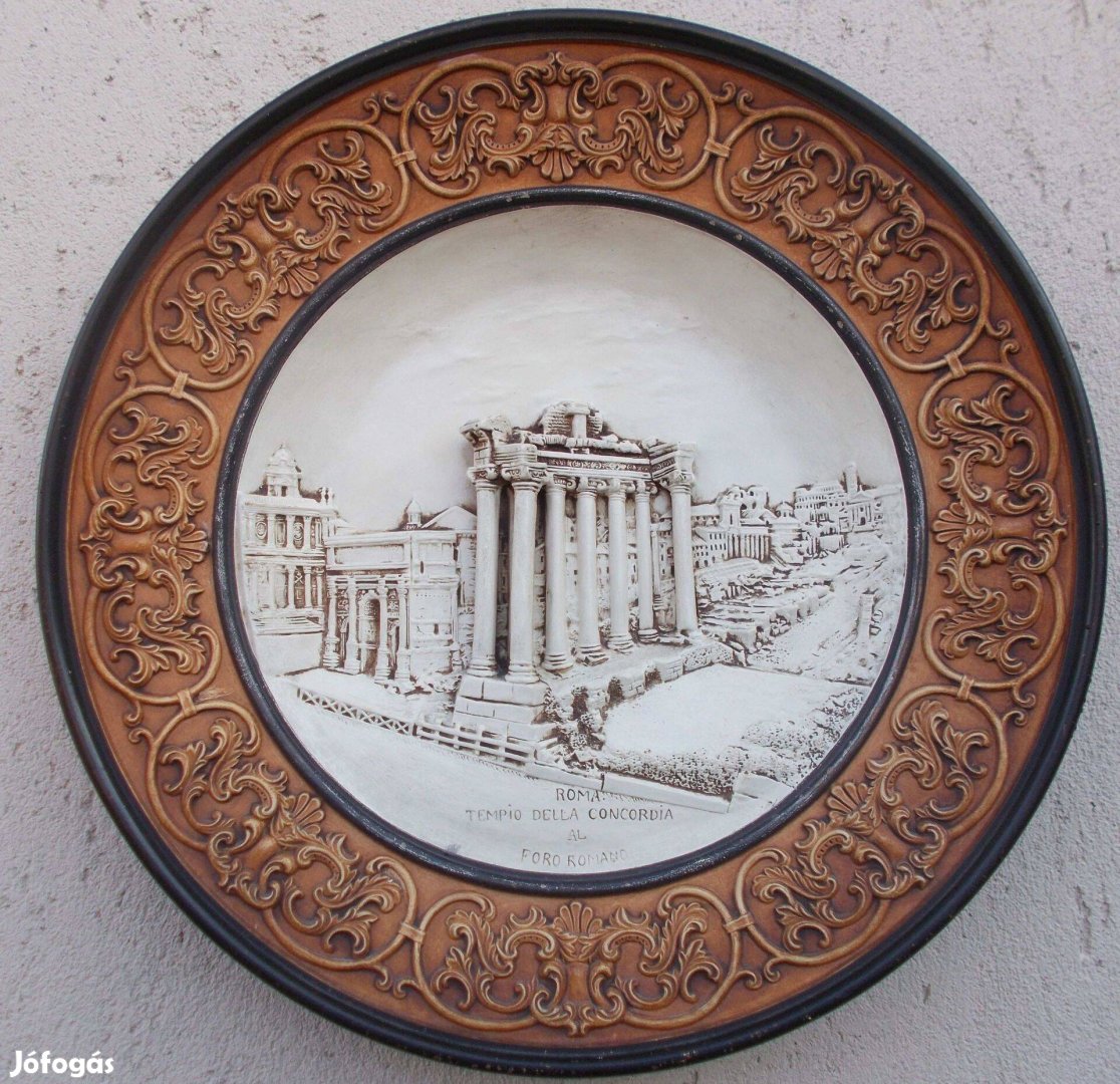Antik majolika fali tányér Róma 1890 Johann Maresch