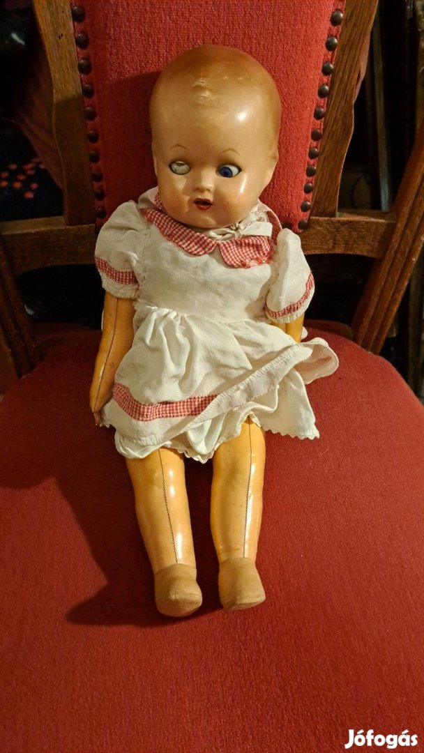 Antik masé baba, textilbőr testtel 192030-as évek,