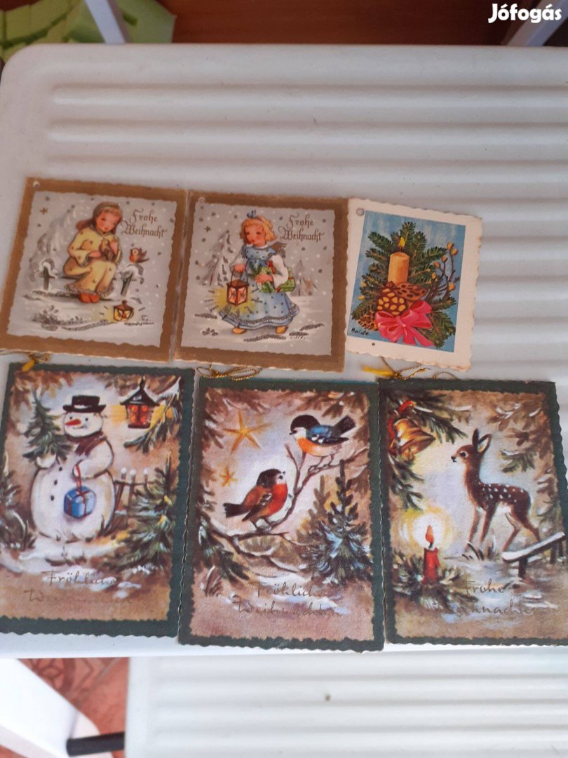 Antik mini kihajtható képeslap csomag 6 db aranyozott