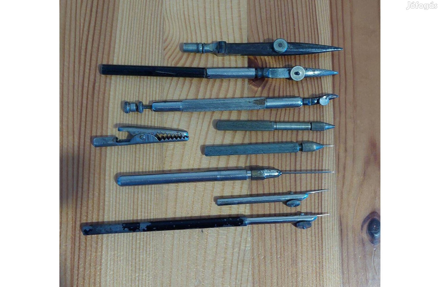 Antik műszaki kiszúrók, kihúzók, nullkörző