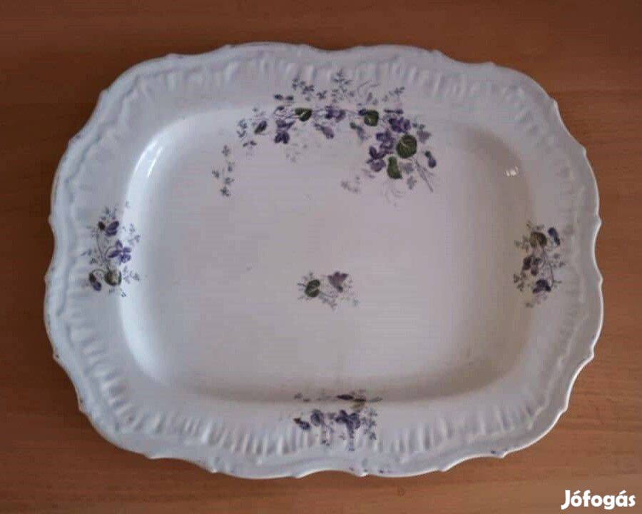 Antik nagy ibolyás porcelán tál a XIX. századból