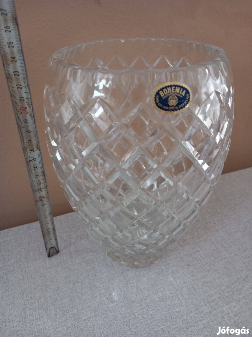 Antik nagy méretű Bohemia ólomkristály üvegváza 28cm