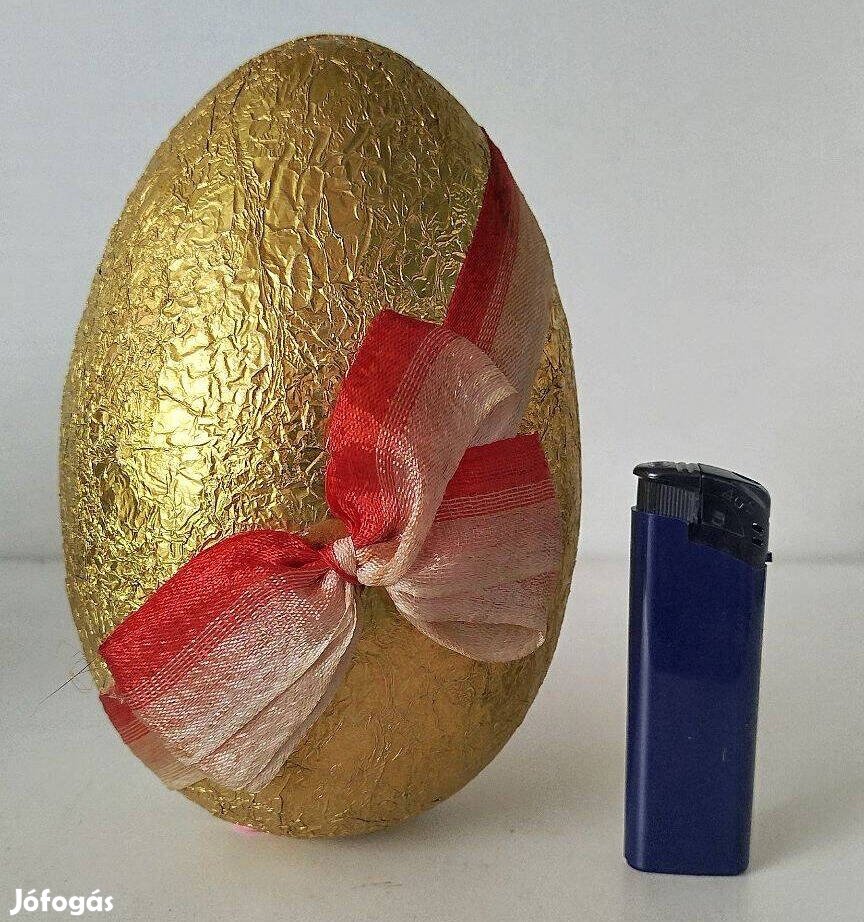 Antik nagyméretű papírmasé húsvéti tojás. 16 x 10 cm