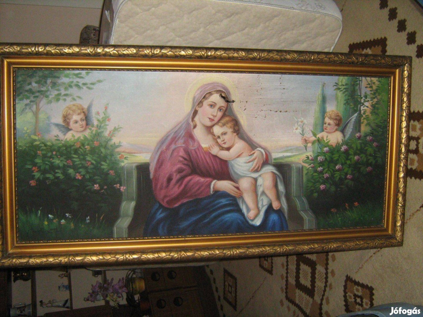 Antik olajvászon bibliai festmény kb 1940-1930 szignózva