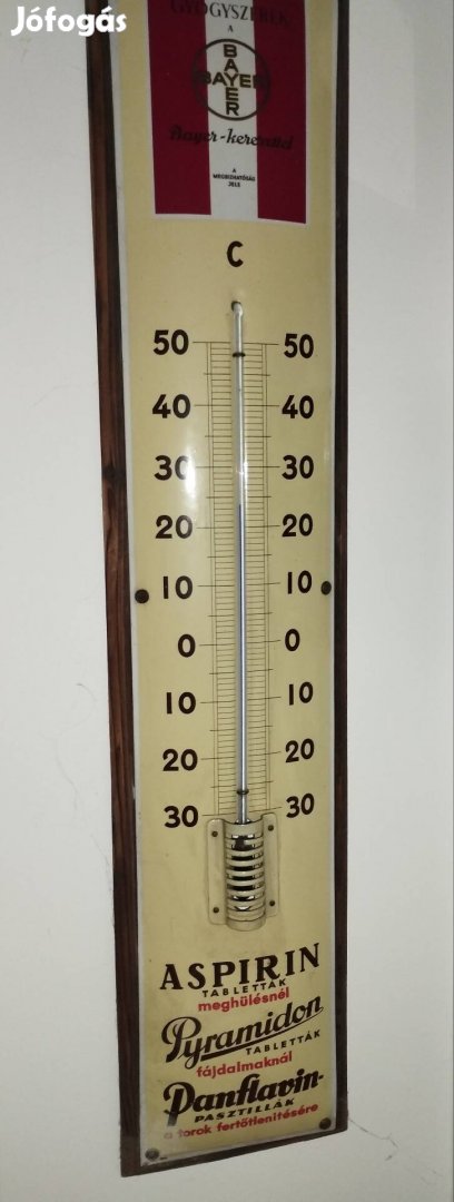 Antik patikai reklám hordozó dísz hőmérő 