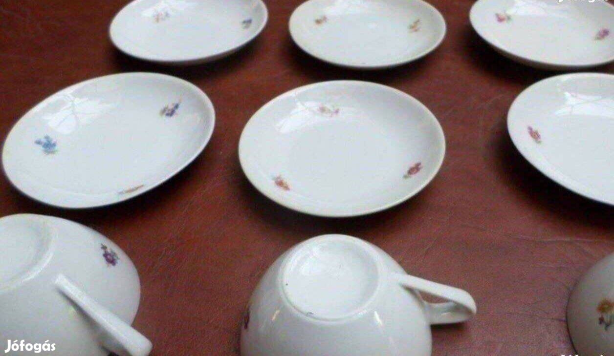 Antik porcelán kávés készlet 6 személyes