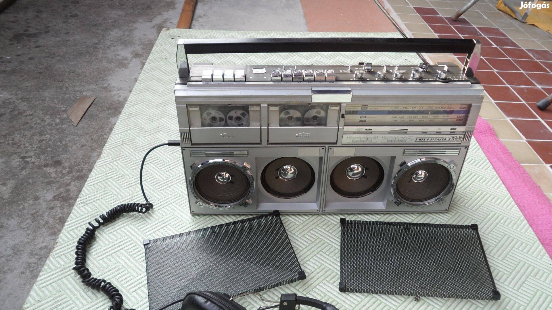 Antik rádiós boombox 2 kazettás magnó magnetofon japán csúcskészülék