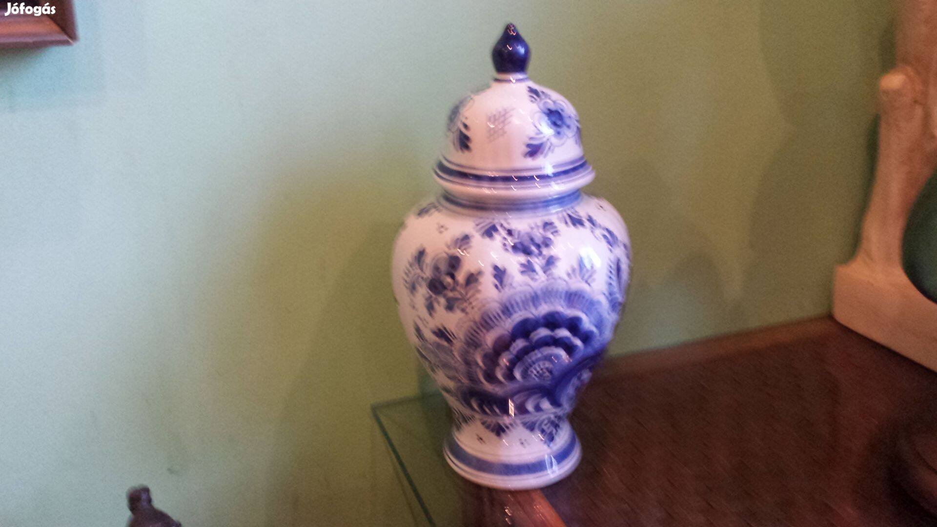 Antik régi Delfts Delft kézzel festett porcelán gyömbéres tégely váza