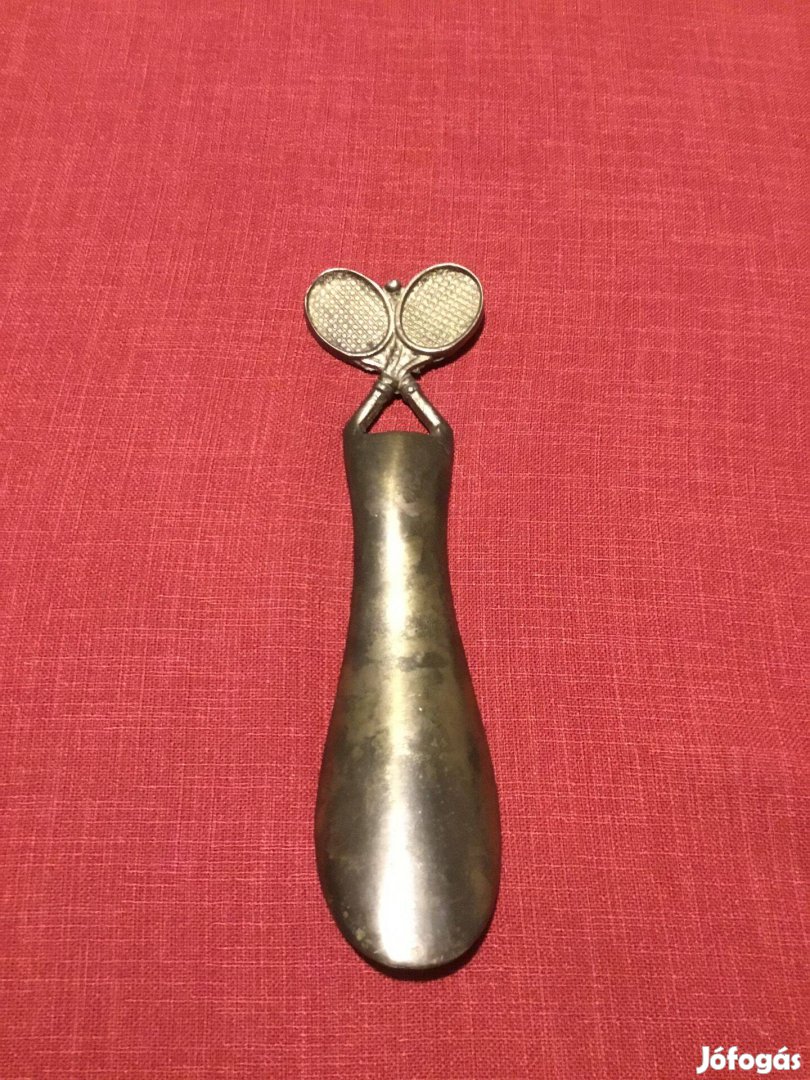 Antik réz cipőkanál teniszütővel