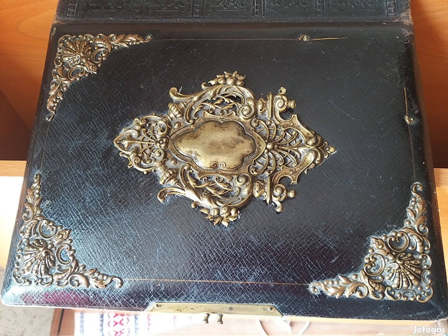 Antik réz csatos fénykép album borító 21 x 27,5 cm