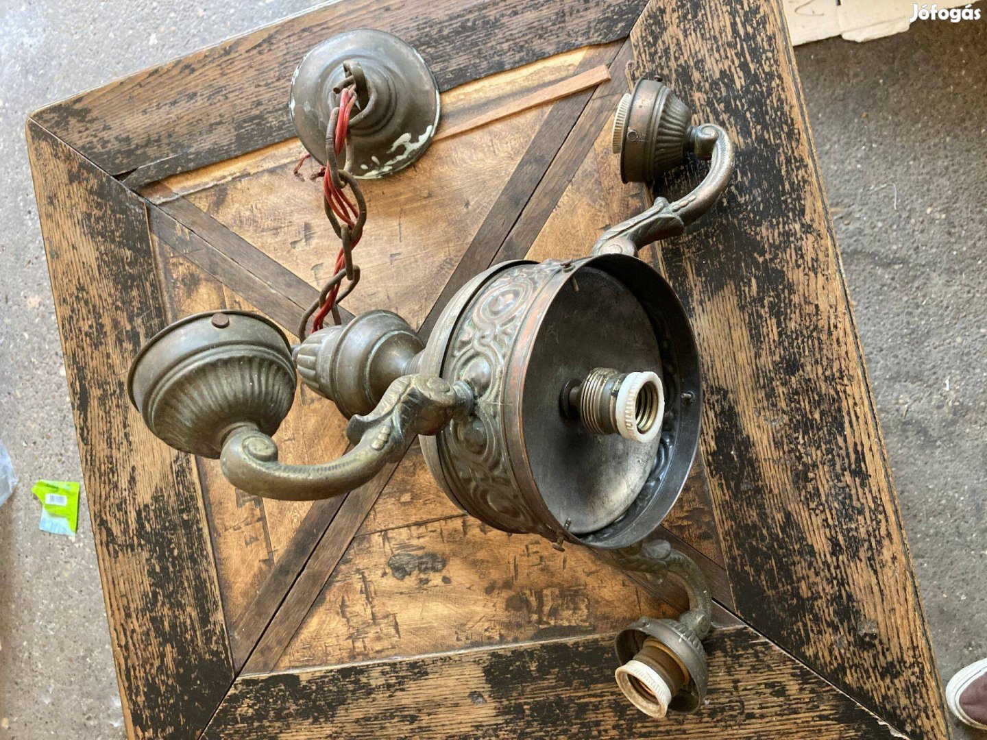 Antik réz csillár 3-karos, 3-ágú