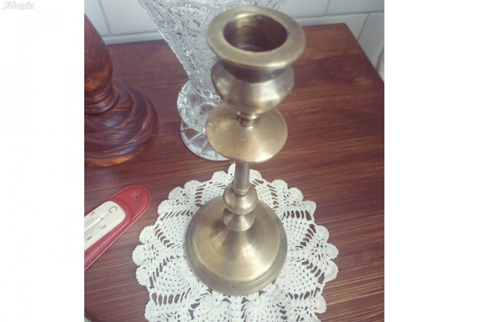 Antik réz gyertyatartó kb. 18,4x8cm