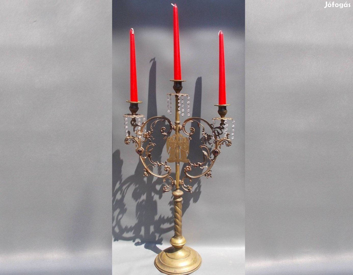 Antik réz gyertyatartó kandelláber