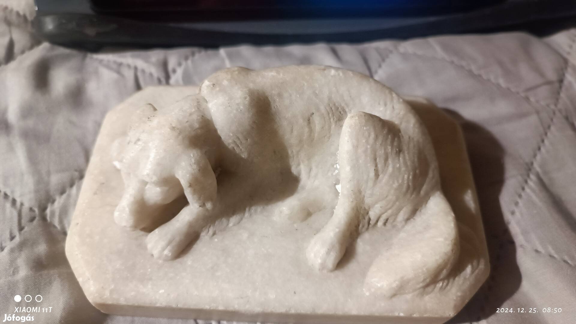 Antik ritka Magyar kutya, kuvasz. Asztali dísz. Posta 