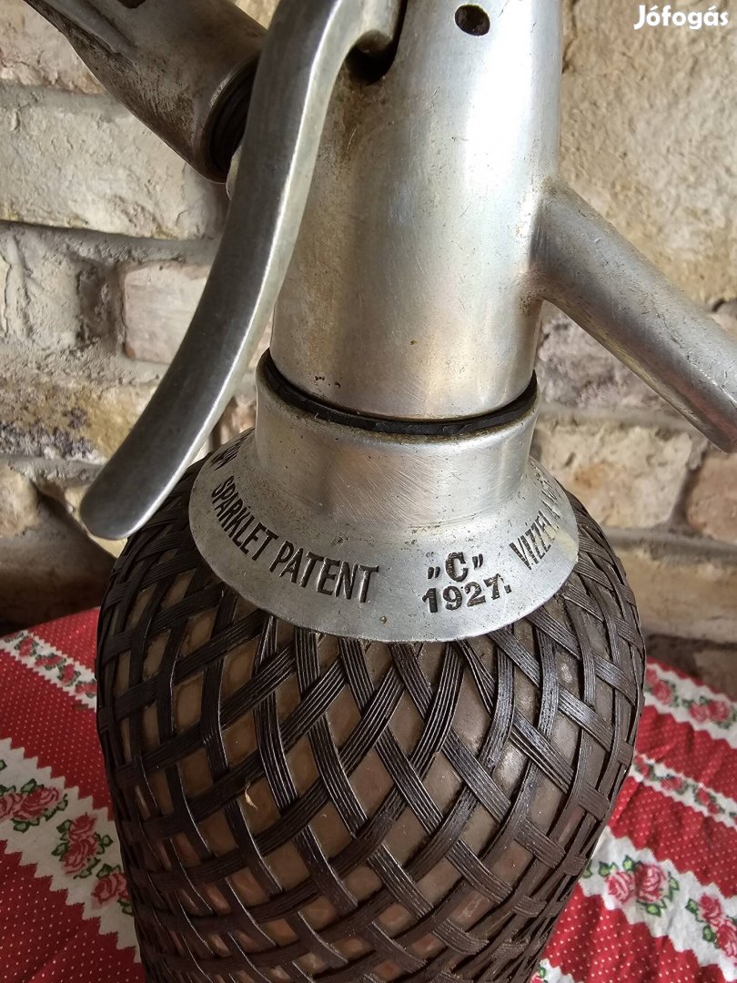 Antik sparklet patent drótfonatos szódásüveg
