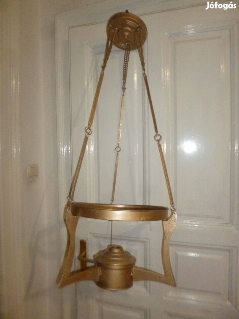 Antik szecessziós mennyezeti petróleum lüszter lámpa