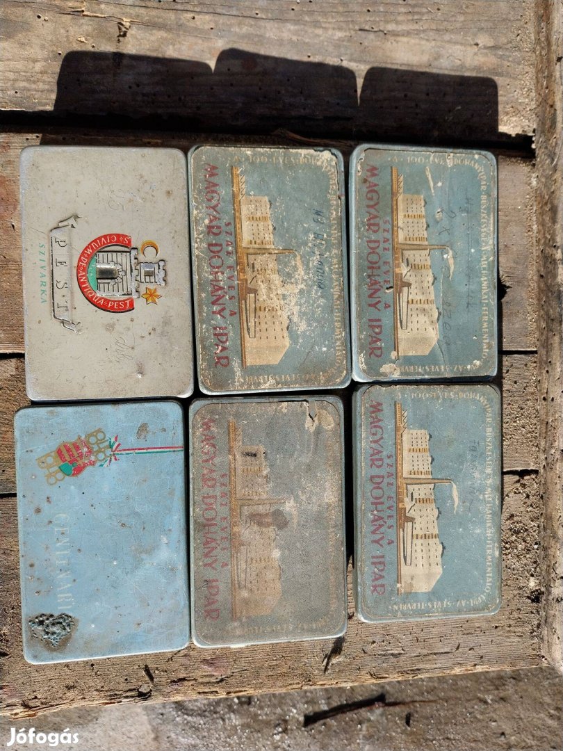 Antik szivaros cigarettás dohány doboz ok 6 db együtt