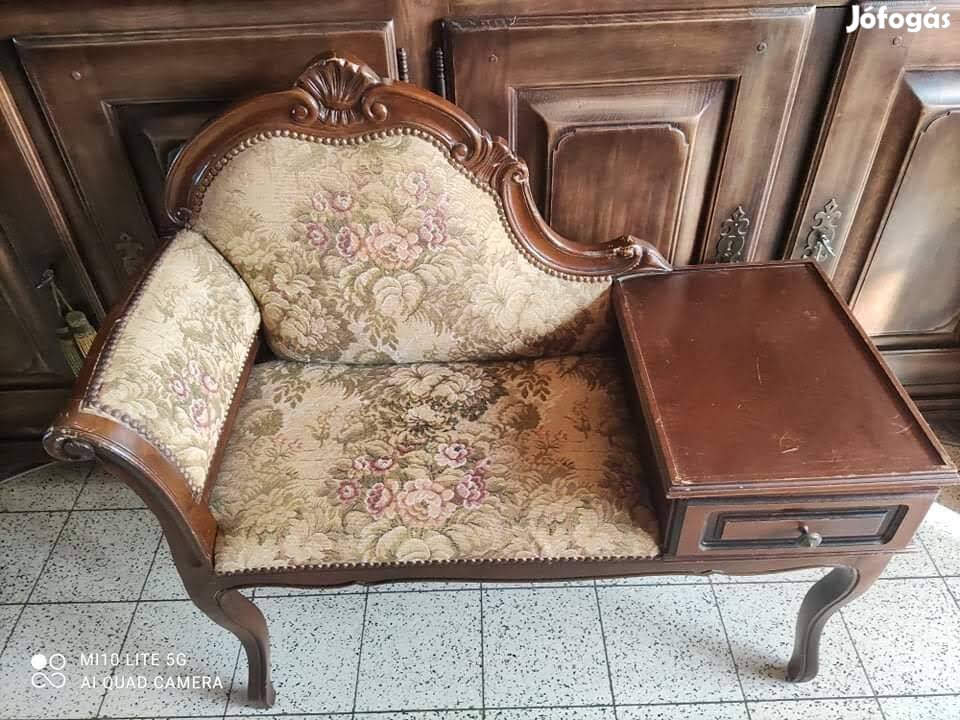 Antik telefon asztal, kanapé 