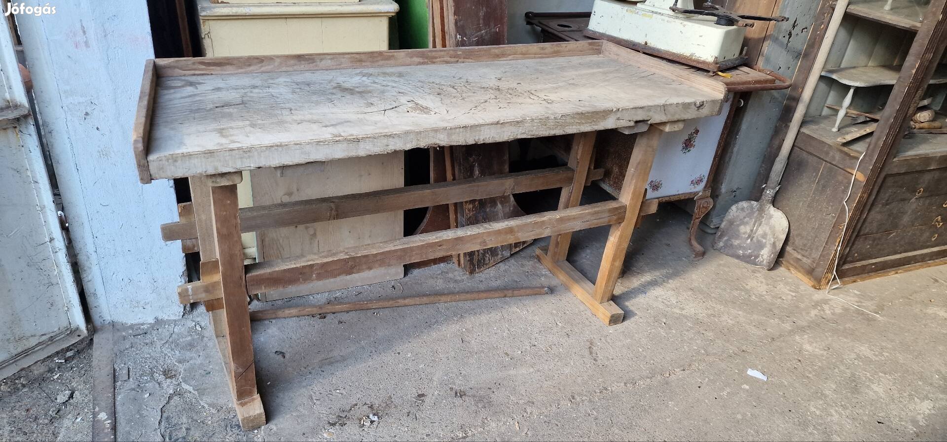 Antik tőlgyfa  hastok népi asztal régi feldolgozo asztal vintage 