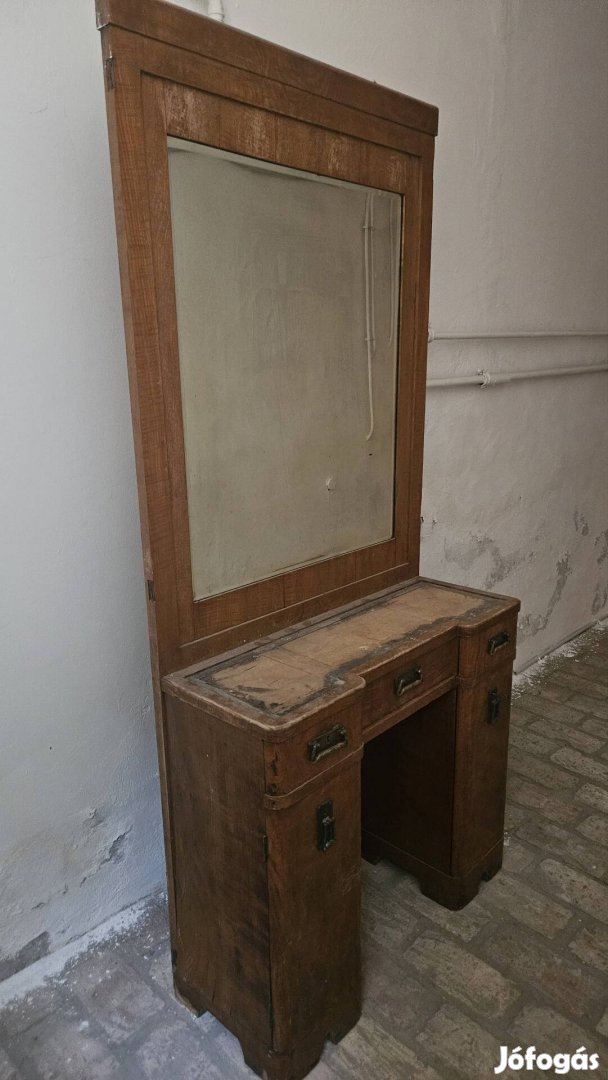 Antik tükrös, fiókos fésülködő asztal
