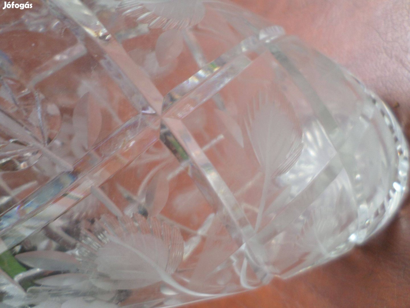 Antik üveg kristály váza gyönyörű nagy méret