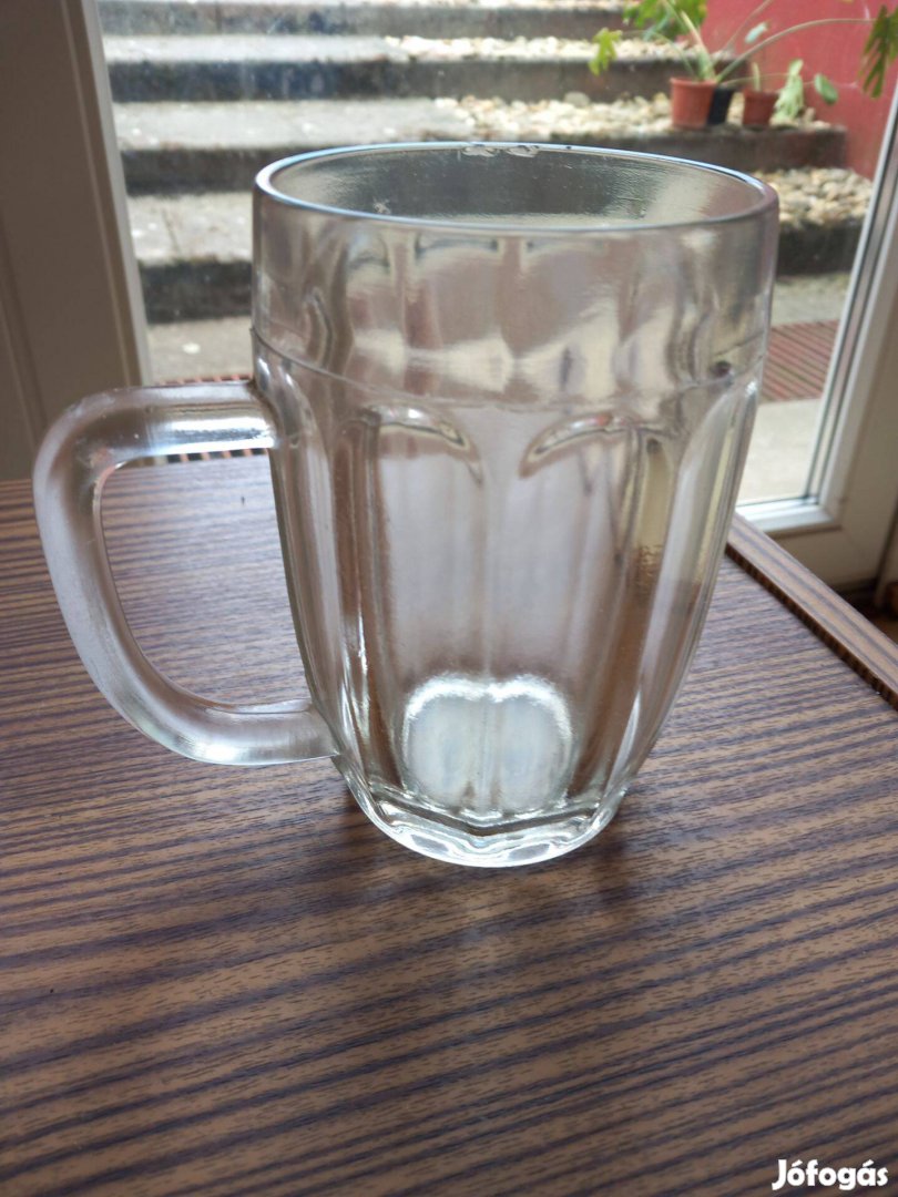 Antik üveg sörös korsó 0,3 l-es