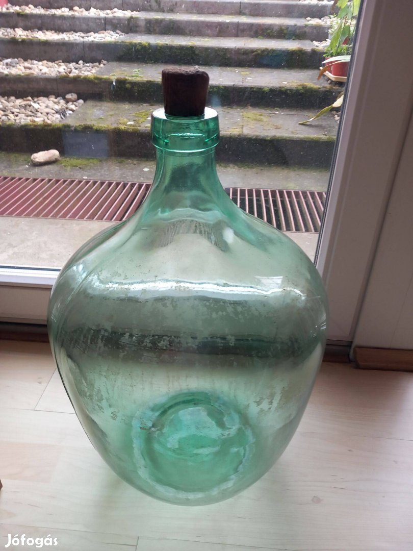 Antik világos zöld nagy üveg 20 l-es