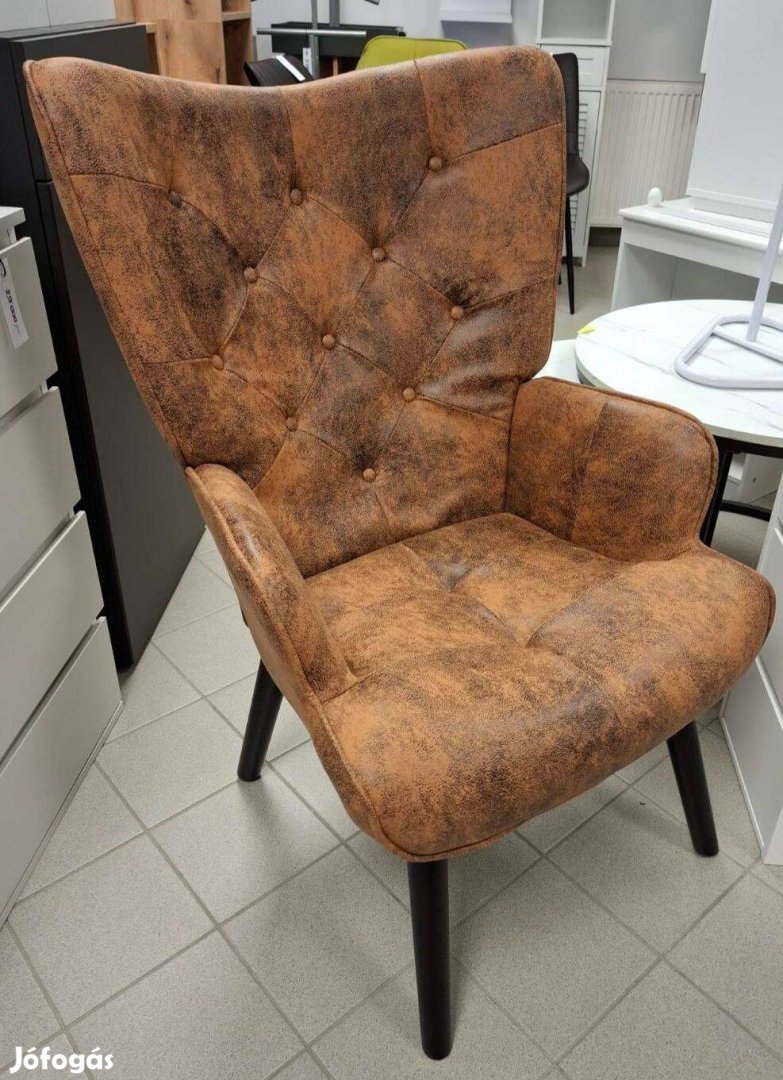Antikolt hatású, eco bőr kárpitos, magas háttámlás fotel