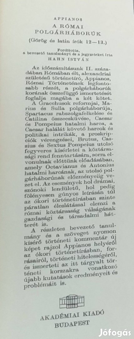 Appianos A római polgárháborúk I-II. I-V. könyv Görögül és