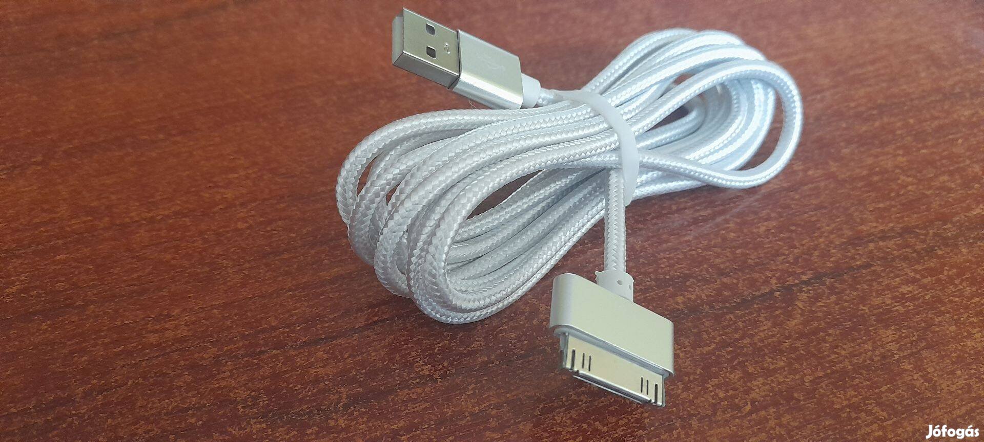 Apple 30 PIN USB 2.0 adatkábel, szövetborítású, 2m hosszú